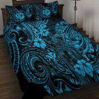 Hawaii King Kamehameha Quilt Bed Set Polynesian Pattern Sky Blue Version - Wonder Print Shop