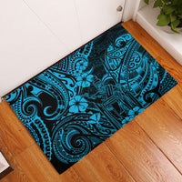 Hawaii King Kamehameha Rubber Doormat Polynesian Pattern Sky Blue Version - Wonder Print Shop