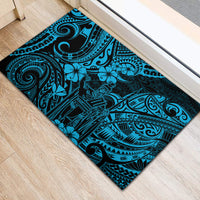 Hawaii King Kamehameha Rubber Doormat Polynesian Pattern Sky Blue Version - Wonder Print Shop