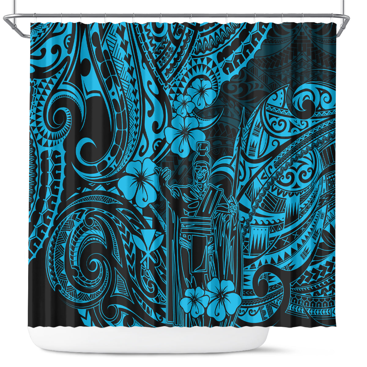 hawaii-king-kamehameha-shower-curtain-polynesian-pattern-sky-blue-version
