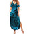 Hawaii King Kamehameha Summer Maxi Dress Polynesian Pattern Sky Blue Version - Wonder Print Shop