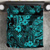 Hawaii King Kamehameha Bedding Set Polynesian Pattern Turquoise Version - Wonder Print Shop