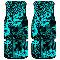 Hawaii King Kamehameha Car Mats Polynesian Pattern Turquoise Version - Wonder Print Shop