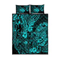 Hawaii King Kamehameha Quilt Bed Set Polynesian Pattern Turquoise Version - Wonder Print Shop
