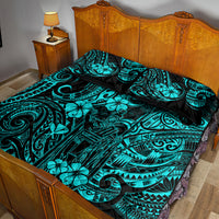 Hawaii King Kamehameha Quilt Bed Set Polynesian Pattern Turquoise Version - Wonder Print Shop