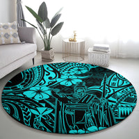 hawaii-king-kamehameha-round-carpet-polynesian-pattern-turquoise-version