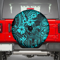 Hawaii King Kamehameha Spare Tire Cover Polynesian Pattern Turquoise Version - Wonder Print Shop