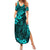 Hawaii King Kamehameha Summer Maxi Dress Polynesian Pattern Turquoise Version - Wonder Print Shop
