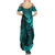 Hawaii King Kamehameha Summer Maxi Dress Polynesian Pattern Turquoise Version - Wonder Print Shop