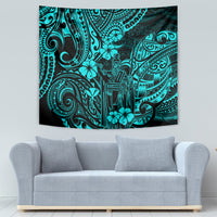 Hawaii King Kamehameha Tapestry Polynesian Pattern Turquoise Version - Wonder Print Shop