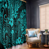 Hawaii King Kamehameha Window Curtain Polynesian Pattern Turquoise Version - Wonder Print Shop