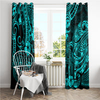 Hawaii King Kamehameha Window Curtain Polynesian Pattern Turquoise Version - Wonder Print Shop