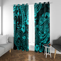 Hawaii King Kamehameha Window Curtain Polynesian Pattern Turquoise Version - Wonder Print Shop