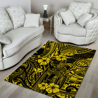 Hawaii King Kamehameha Area Rug Polynesian Pattern Yellow Version - Wonder Print Shop