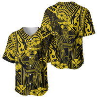 Hawaii King Kamehameha Baseball Jersey Polynesian Pattern Yellow Version - Wonder Print Shop