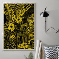 Hawaii King Kamehameha Canvas Wall Art Polynesian Pattern Yellow Version - Wonder Print Shop