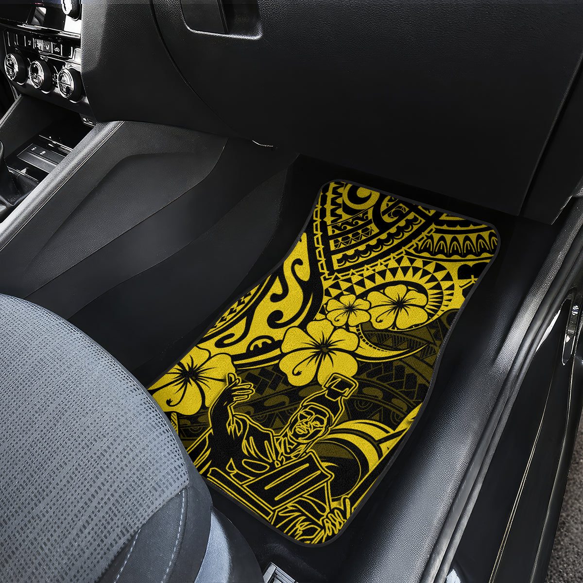 Hawaii King Kamehameha Car Mats Polynesian Pattern Yellow Version - Wonder Print Shop