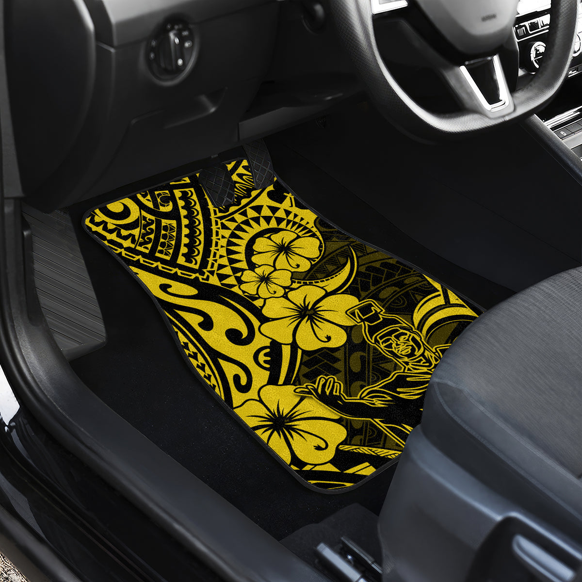 Hawaii King Kamehameha Car Mats Polynesian Pattern Yellow Version - Wonder Print Shop
