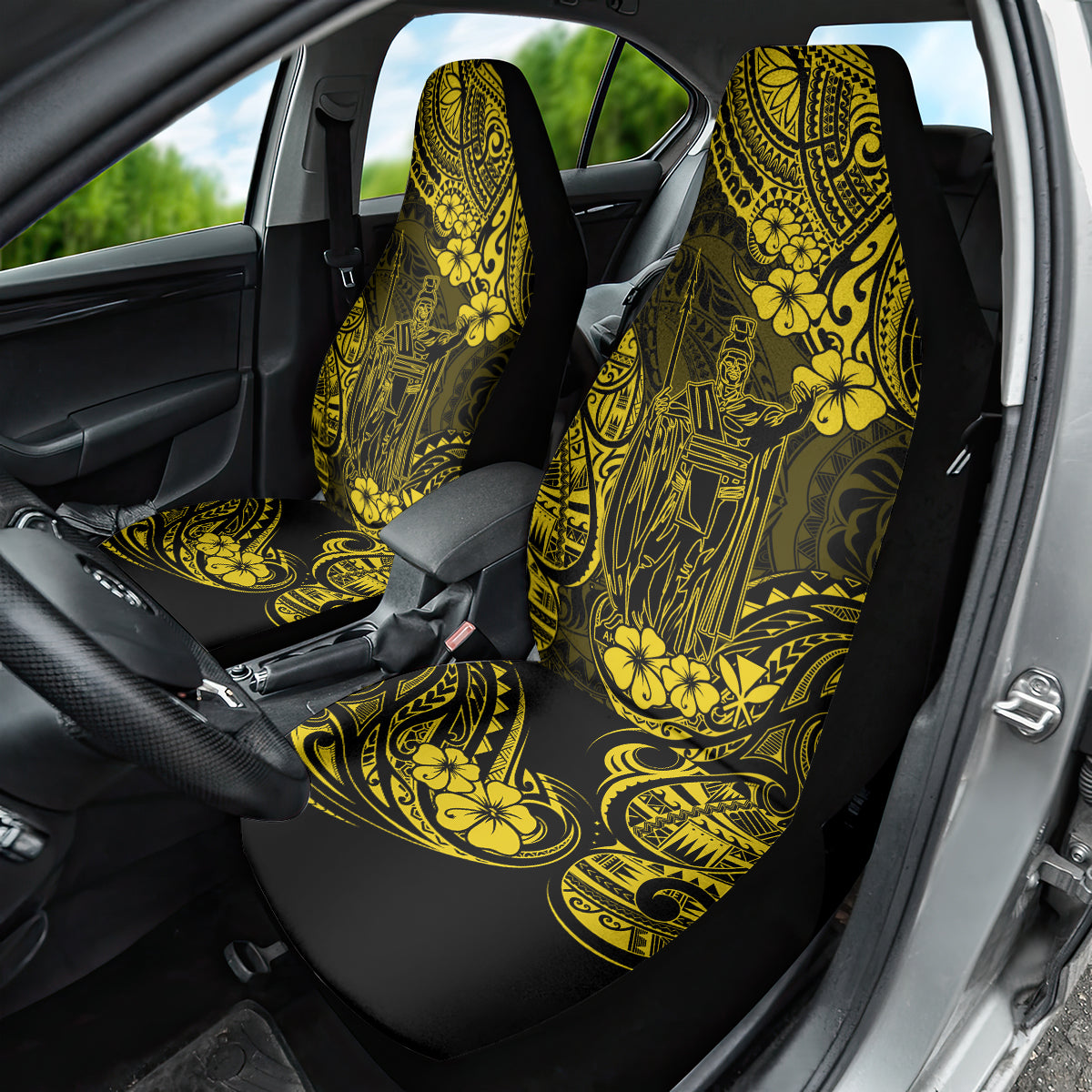 Hawaii King Kamehameha Car Seat Cover Polynesian Pattern Yellow Version - Wonder Print Shop