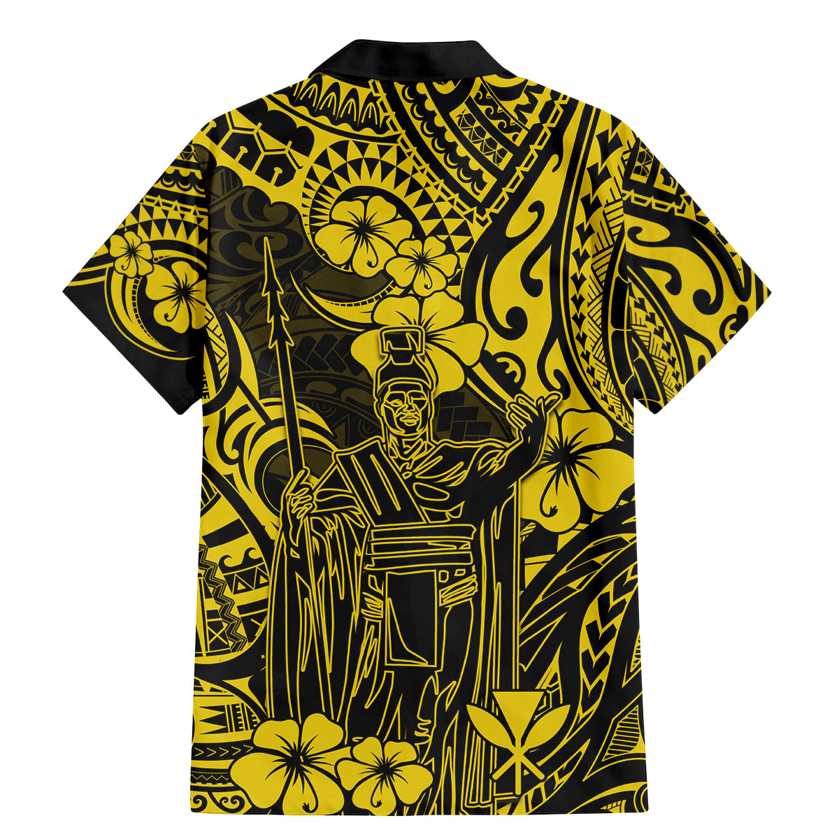 Hawaii King Kamehameha Family Matching Mermaid Dress and Hawaiian Shirt Polynesian Pattern Yellow Version - Wonder Print Shop