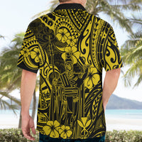 Hawaii King Kamehameha Hawaiian Shirt Polynesian Pattern Yellow Version - Wonder Print Shop