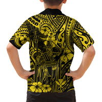 Hawaii King Kamehameha Hawaiian Shirt Polynesian Pattern Yellow Version - Wonder Print Shop
