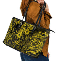 Hawaii King Kamehameha Leather Tote Bag Polynesian Pattern Yellow Version - Wonder Print Shop