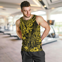 Hawaii King Kamehameha Men Tank Top Polynesian Pattern Yellow Version - Wonder Print Shop