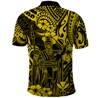Hawaii King Kamehameha Polo Shirt Polynesian Pattern Yellow Version - Wonder Print Shop
