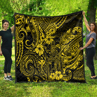 Hawaii King Kamehameha Quilt Polynesian Pattern Yellow Version - Wonder Print Shop