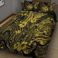 Hawaii King Kamehameha Quilt Bed Set Polynesian Pattern Yellow Version - Wonder Print Shop
