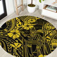 hawaii-king-kamehameha-round-carpet-polynesian-pattern-yellow-version