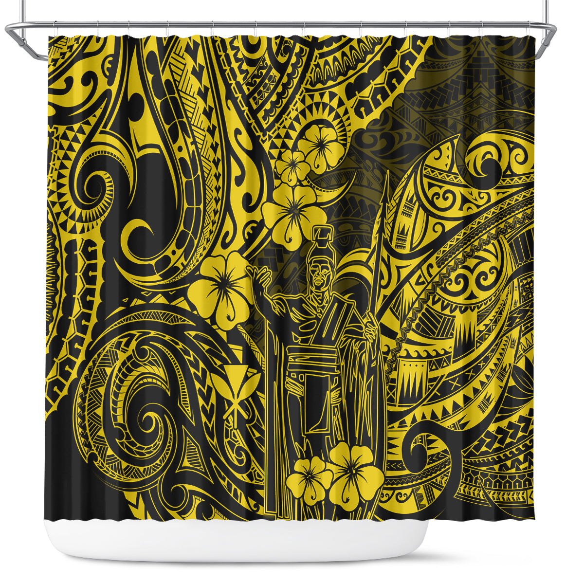 hawaii-king-kamehameha-shower-curtain-polynesian-pattern-yellow-version