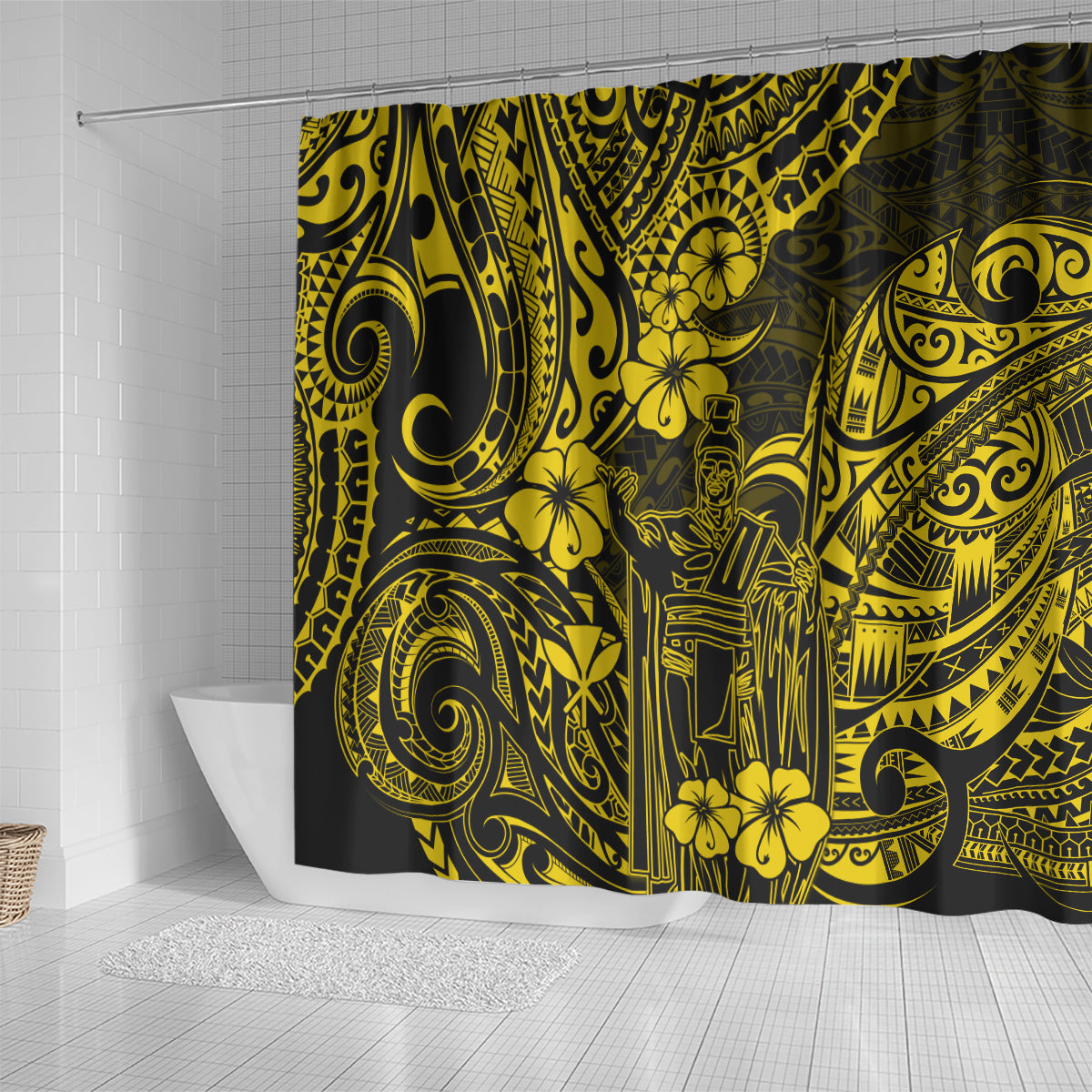 hawaii-king-kamehameha-shower-curtain-polynesian-pattern-yellow-version