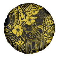 Hawaii King Kamehameha Spare Tire Cover Polynesian Pattern Yellow Version - Wonder Print Shop