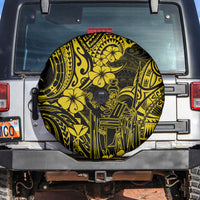 Hawaii King Kamehameha Spare Tire Cover Polynesian Pattern Yellow Version - Wonder Print Shop