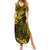 Hawaii King Kamehameha Summer Maxi Dress Polynesian Pattern Yellow Version - Wonder Print Shop