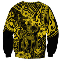 Hawaii King Kamehameha Sweatshirt Polynesian Pattern Yellow Version - Wonder Print Shop