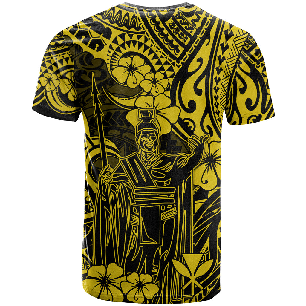 Hawaii King Kamehameha T Shirt Polynesian Pattern Yellow Version - Wonder Print Shop