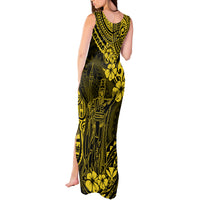 Hawaii King Kamehameha Tank Maxi Dress Polynesian Pattern Yellow Version - Wonder Print Shop