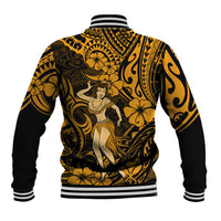 Hawaii Hula Girl Baseball Jacket Polynesian Pattern Gold Version - Wonder Print Shop