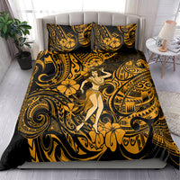 Hawaii Hula Girl Bedding Set Polynesian Pattern Gold Version - Wonder Print Shop