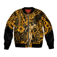 Hawaii Hula Girl Bomber Jacket Polynesian Pattern Gold Version - Wonder Print Shop