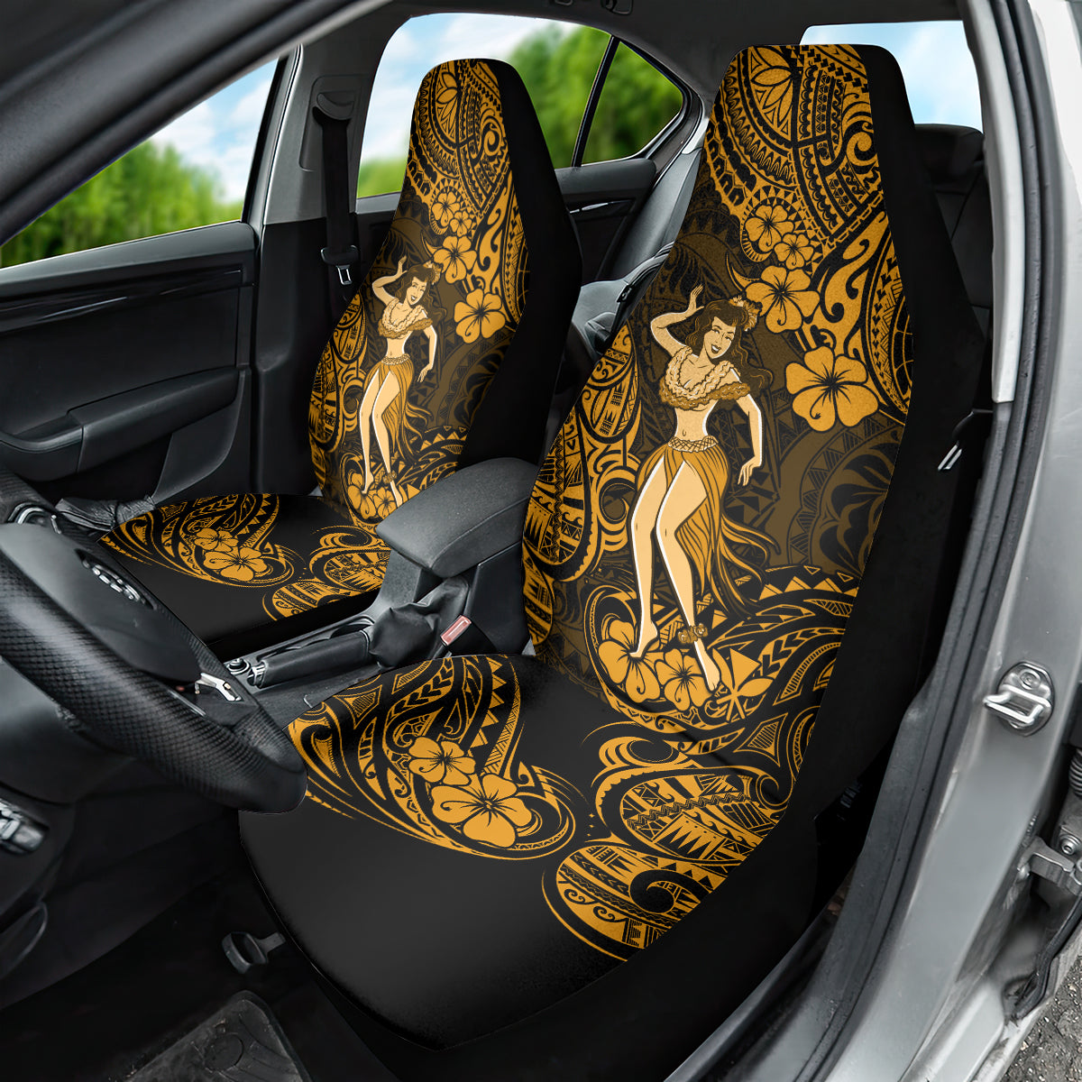 Hawaii Hula Girl Car Seat Cover Polynesian Pattern Gold Version - Wonder Print Shop