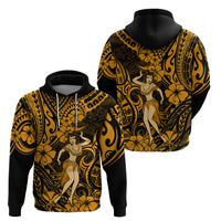 Hawaii Hula Girl Hoodie Polynesian Pattern Gold Version - Wonder Print Shop