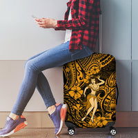 Hawaii Hula Girl Luggage Cover Polynesian Pattern Gold Version - Wonder Print Shop