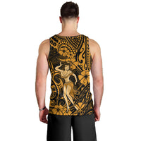 Hawaii Hula Girl Men Tank Top Polynesian Pattern Gold Version - Wonder Print Shop