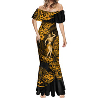 Hawaii Hula Girl Mermaid Dress Polynesian Pattern Gold Version - Wonder Print Shop