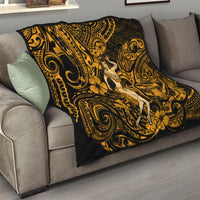 Hawaii Hula Girl Quilt Polynesian Pattern Gold Version - Wonder Print Shop