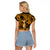 Hawaii Hula Girl Raglan Cropped T Shirt Polynesian Pattern Gold Version - Wonder Print Shop